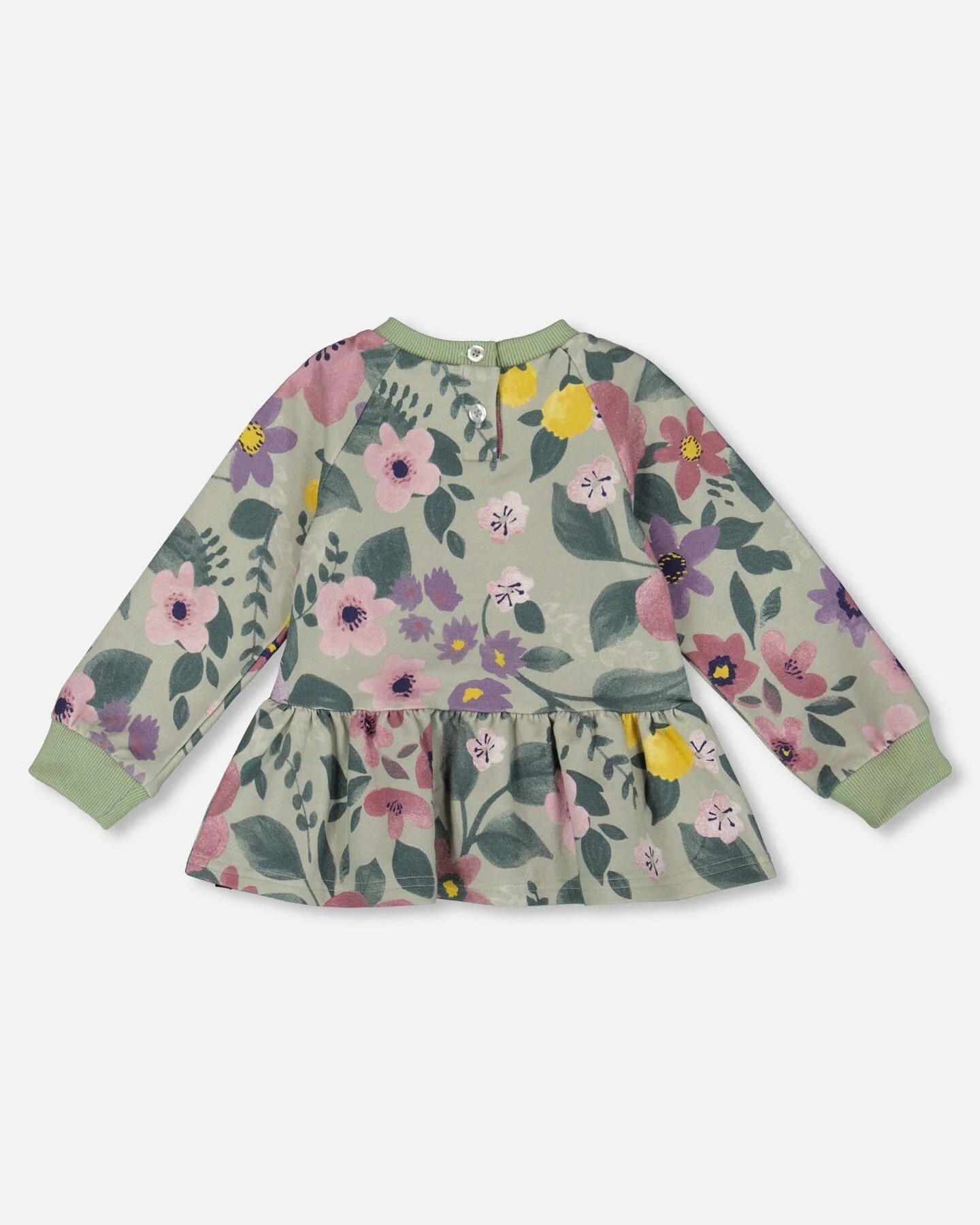 Stretch Fleece Sweatshirt Sage Floral
