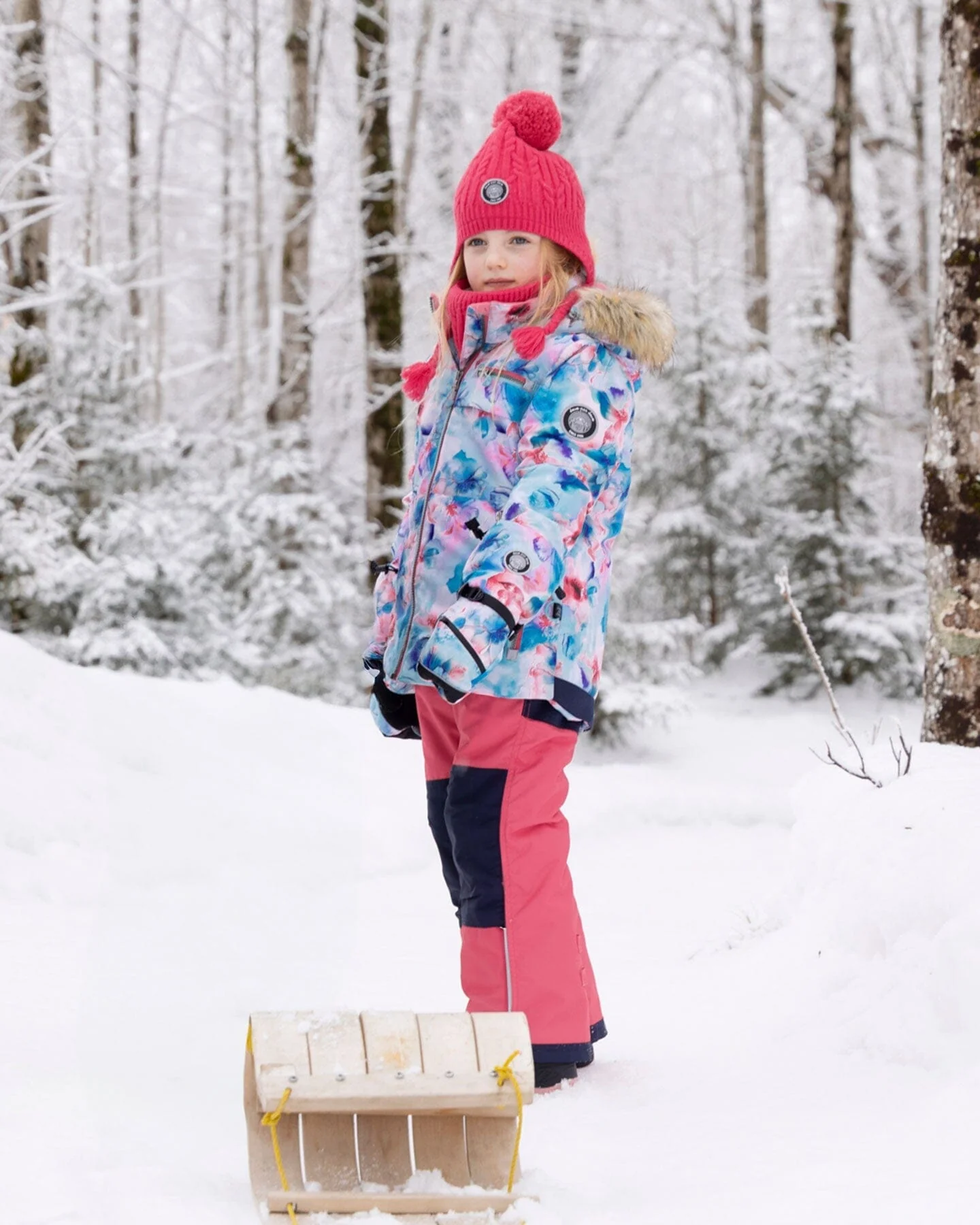 Two-Piece Play Snowsuit With Printed Jacket Flash Coral