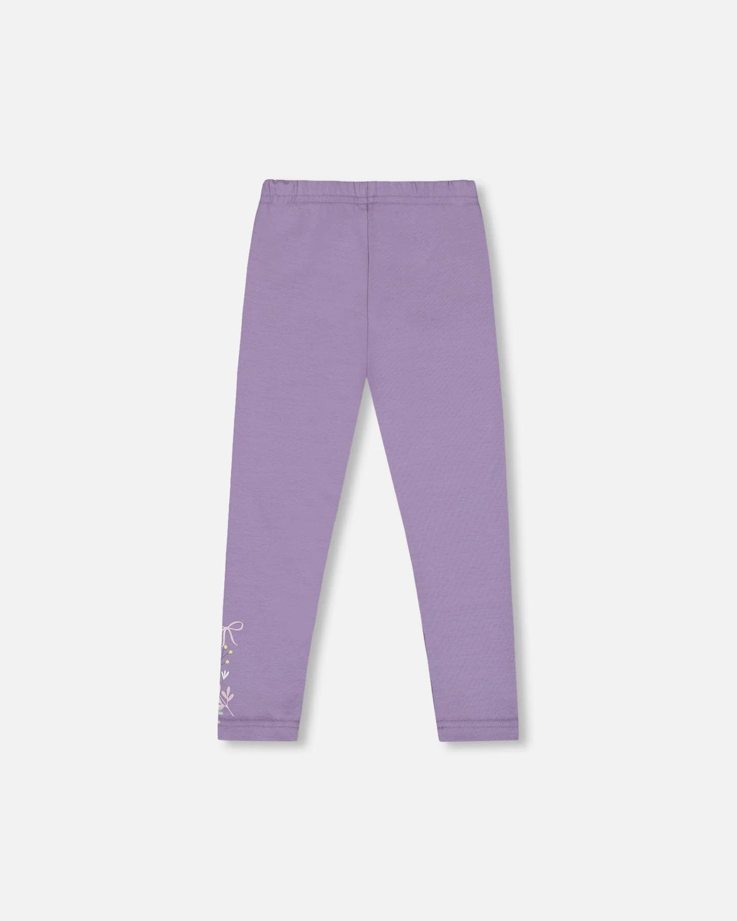 Organic Cotton Jersey Leggings Purple Gray With Floral Detail