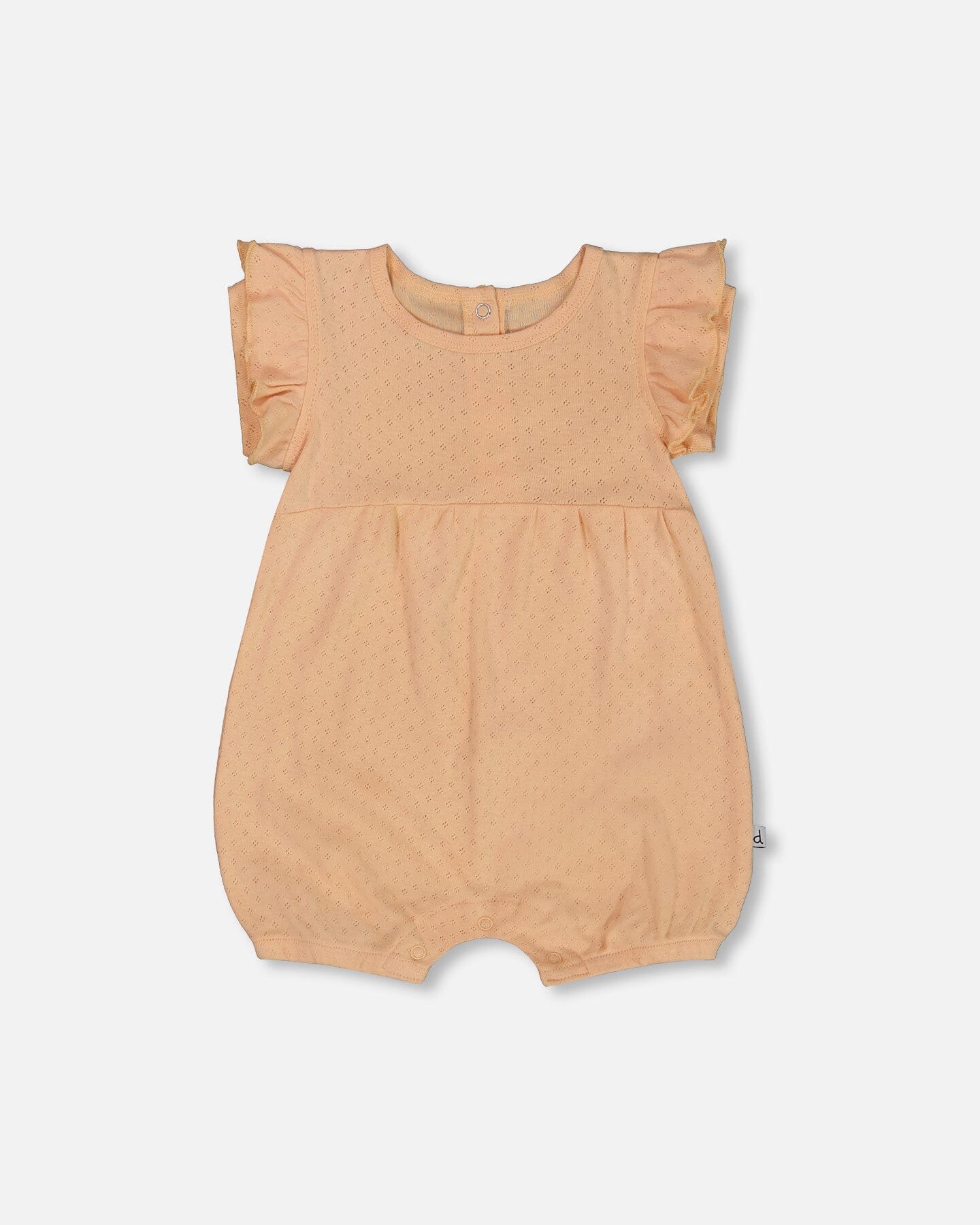 Organic Cotton Pointelle Romper With Frills Beige