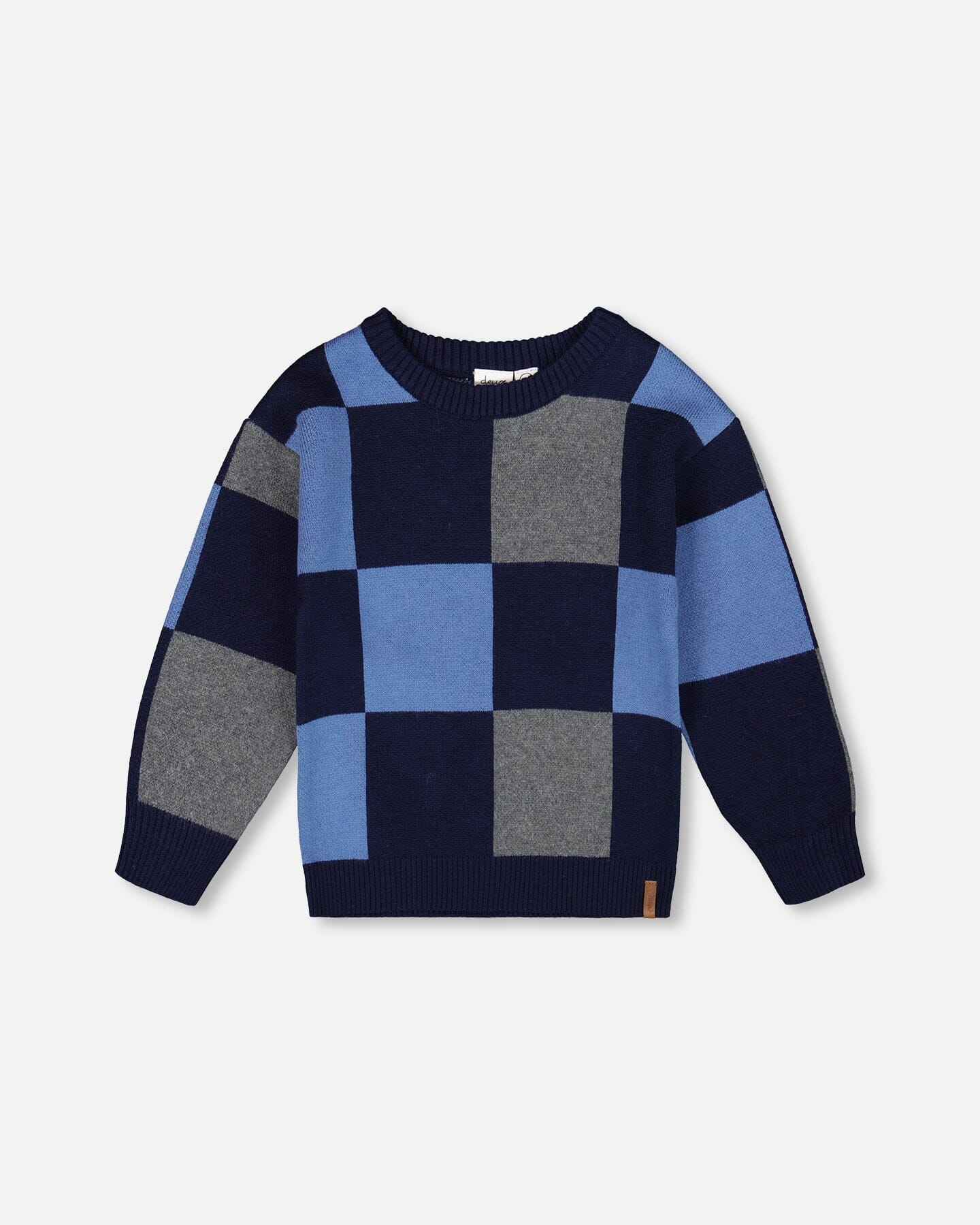 Knit Sweater Blue Checkered