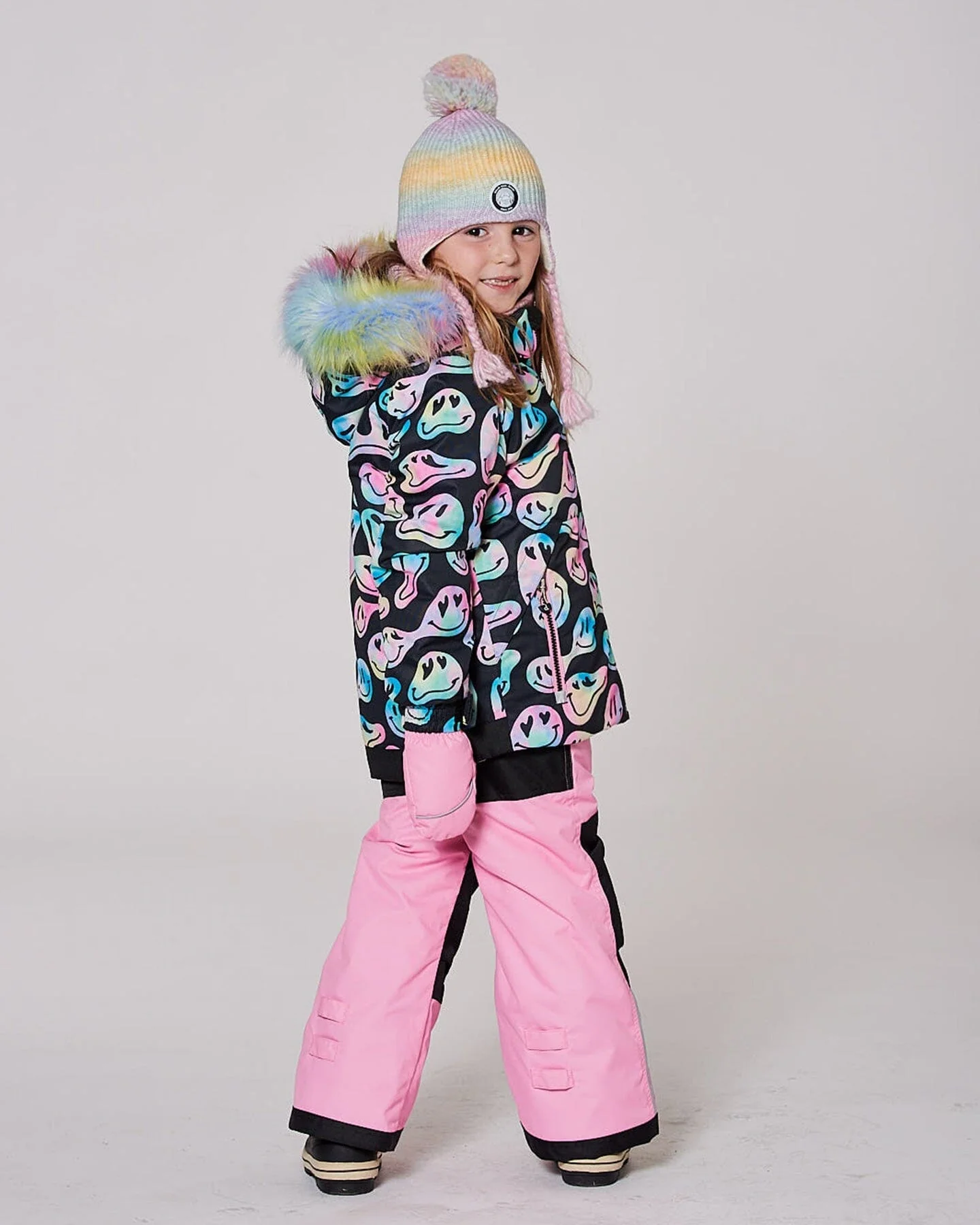 Lined Peruvian Knit Pompom Hat Multicolor