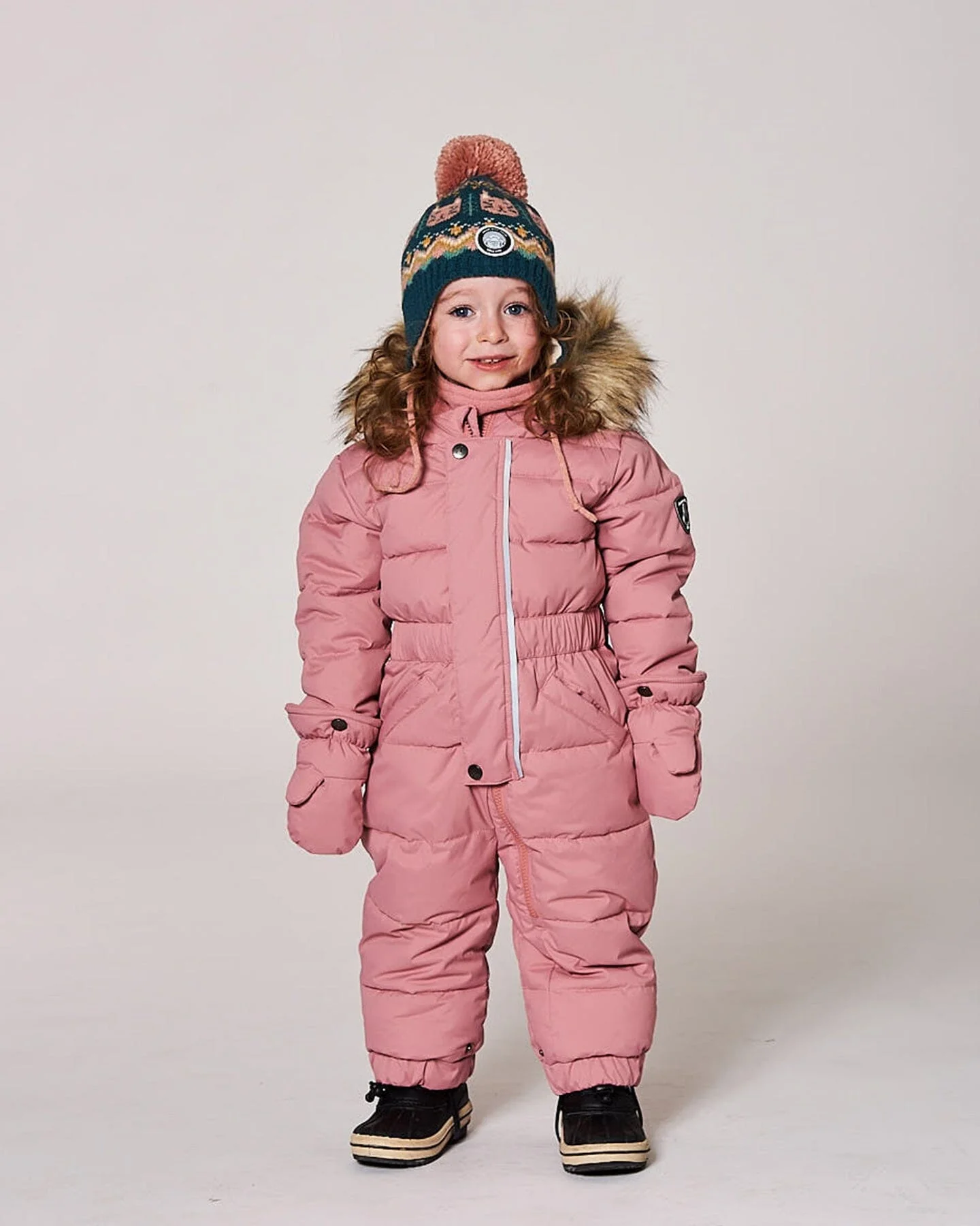 Lined Peruvian Knit Pompom Hat Green And Pink