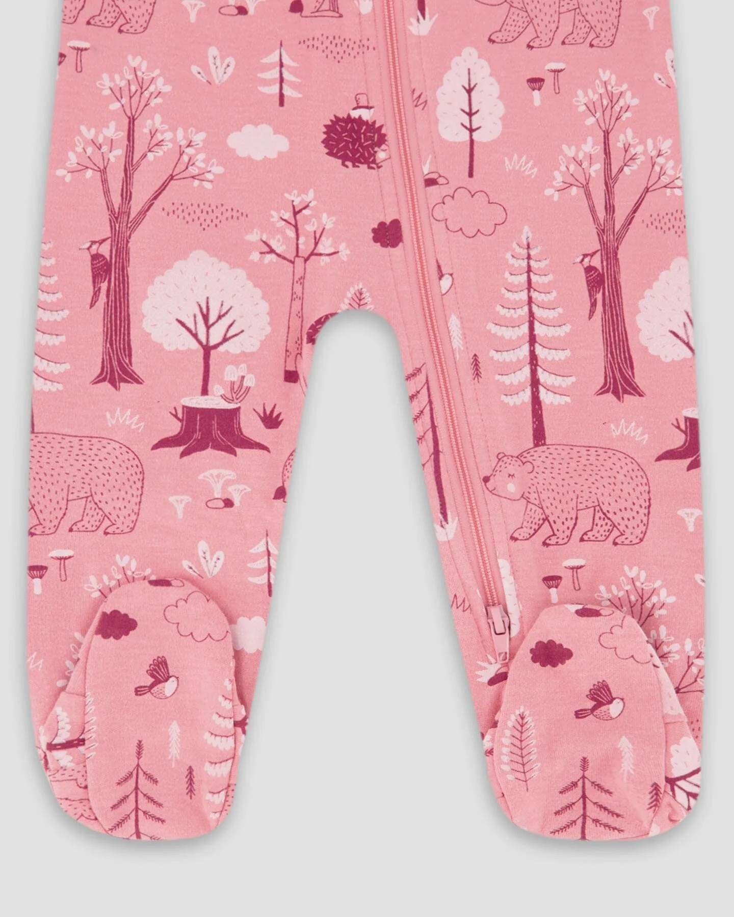 One-Piece Organic Cotton Pajama Pink Forest