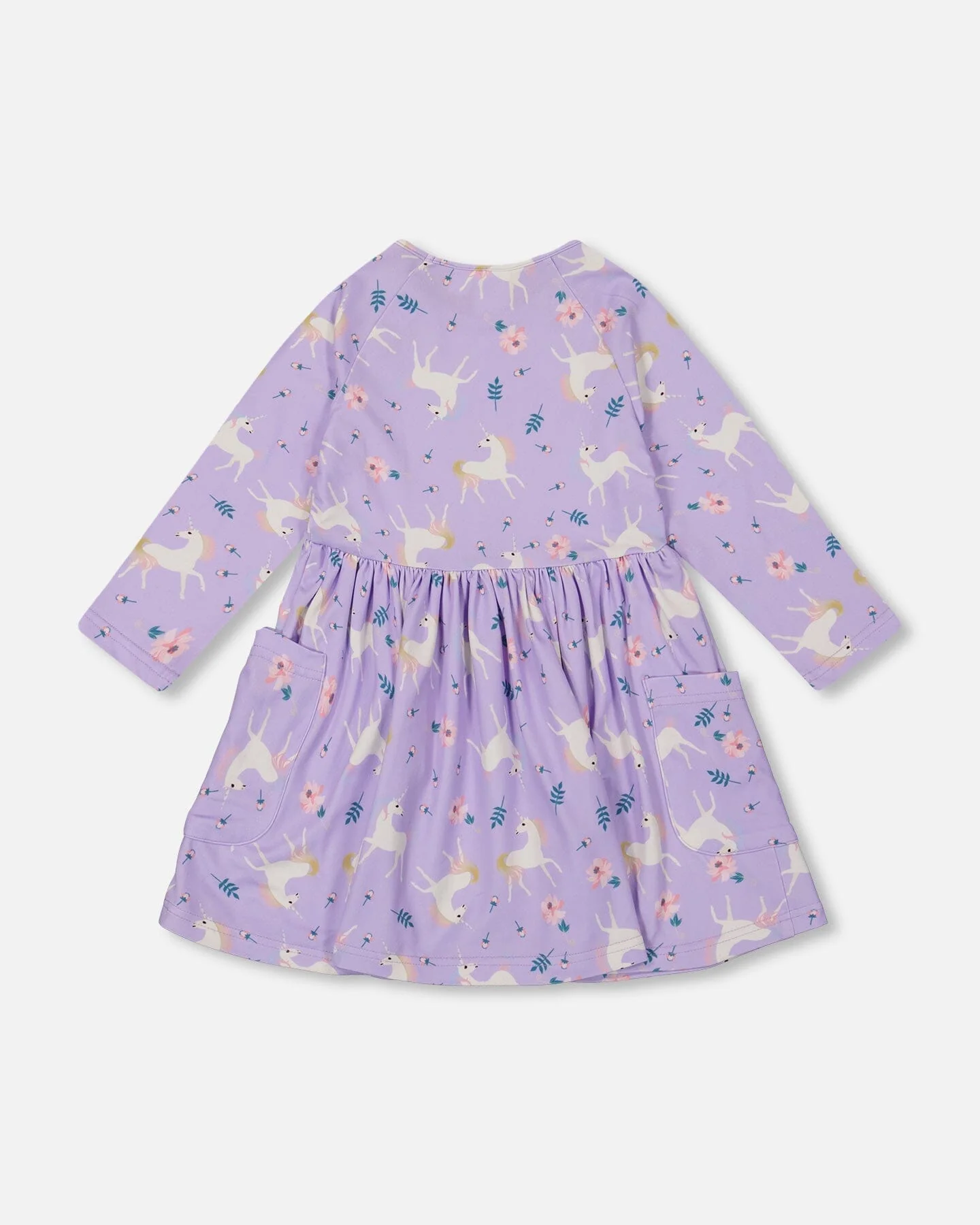 Jersey Dress With Pockets Lilac Unicorn Print