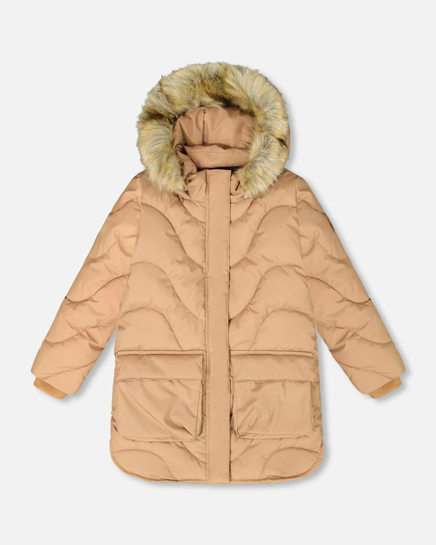 Long Wavy Quilt Puffy Winter Coat Chanterelle
