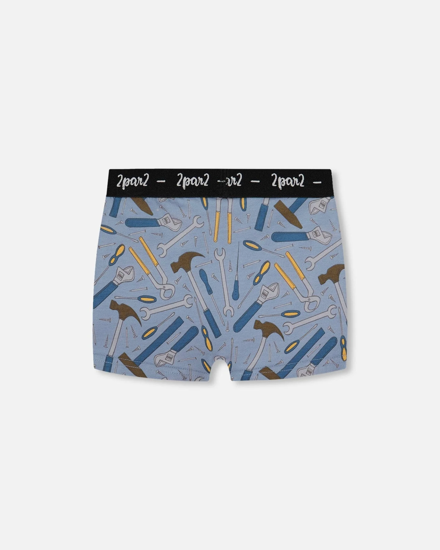 Printed Organic Cotton Boxer Shorts Tools On Bluish Gray Background