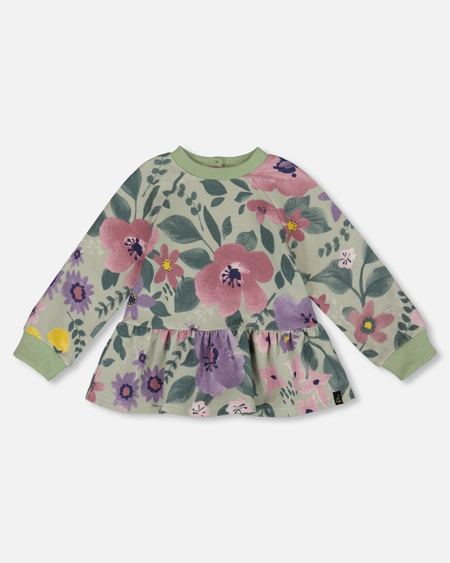 Stretch Fleece Sweatshirt Sage Floral