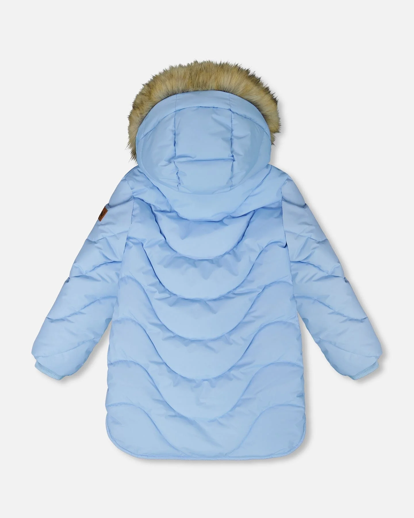 Long Wavy Quilt Puffy Winter Coat Powder Blue
