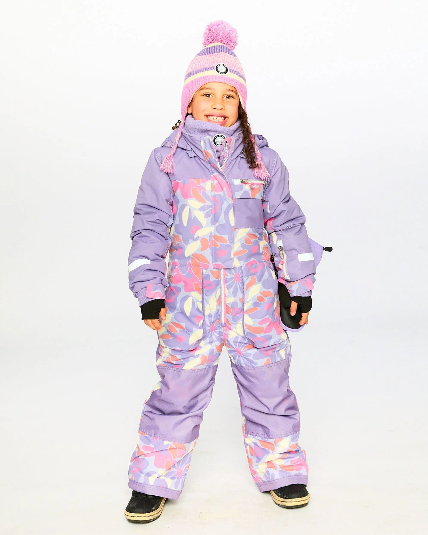 One-Piece Discover Snowsuit Lilac Retro Flower Print