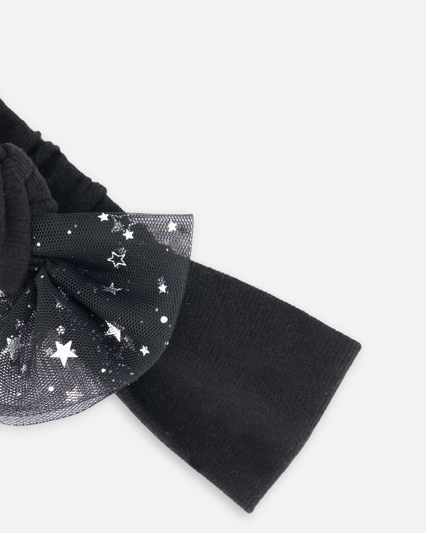 Headband With Glittering Tulle Bow Black