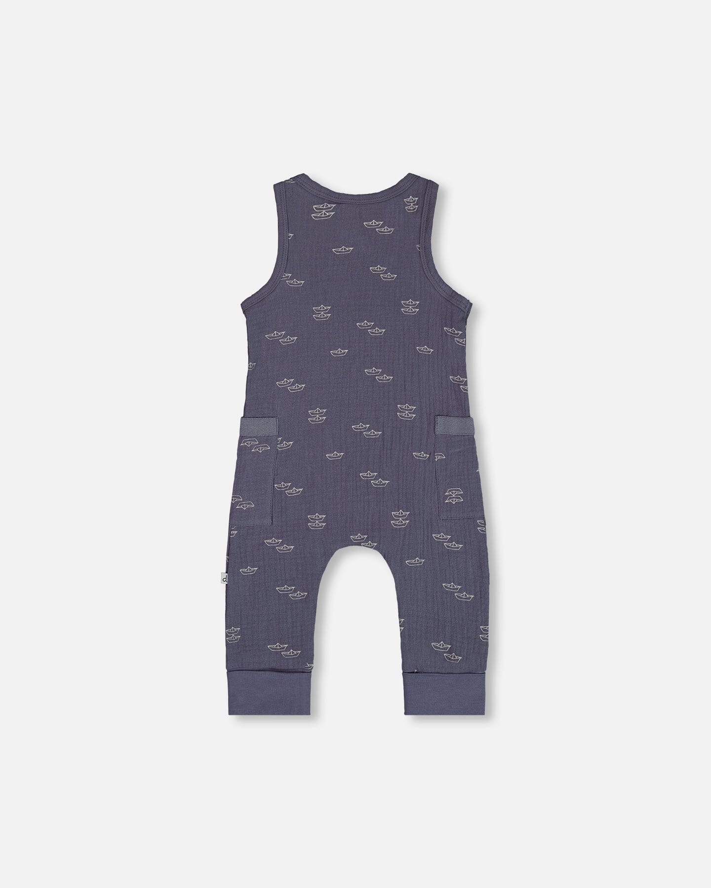 Printed Muslin One-Piece Jumpsuit Navy Blue Paper Boats