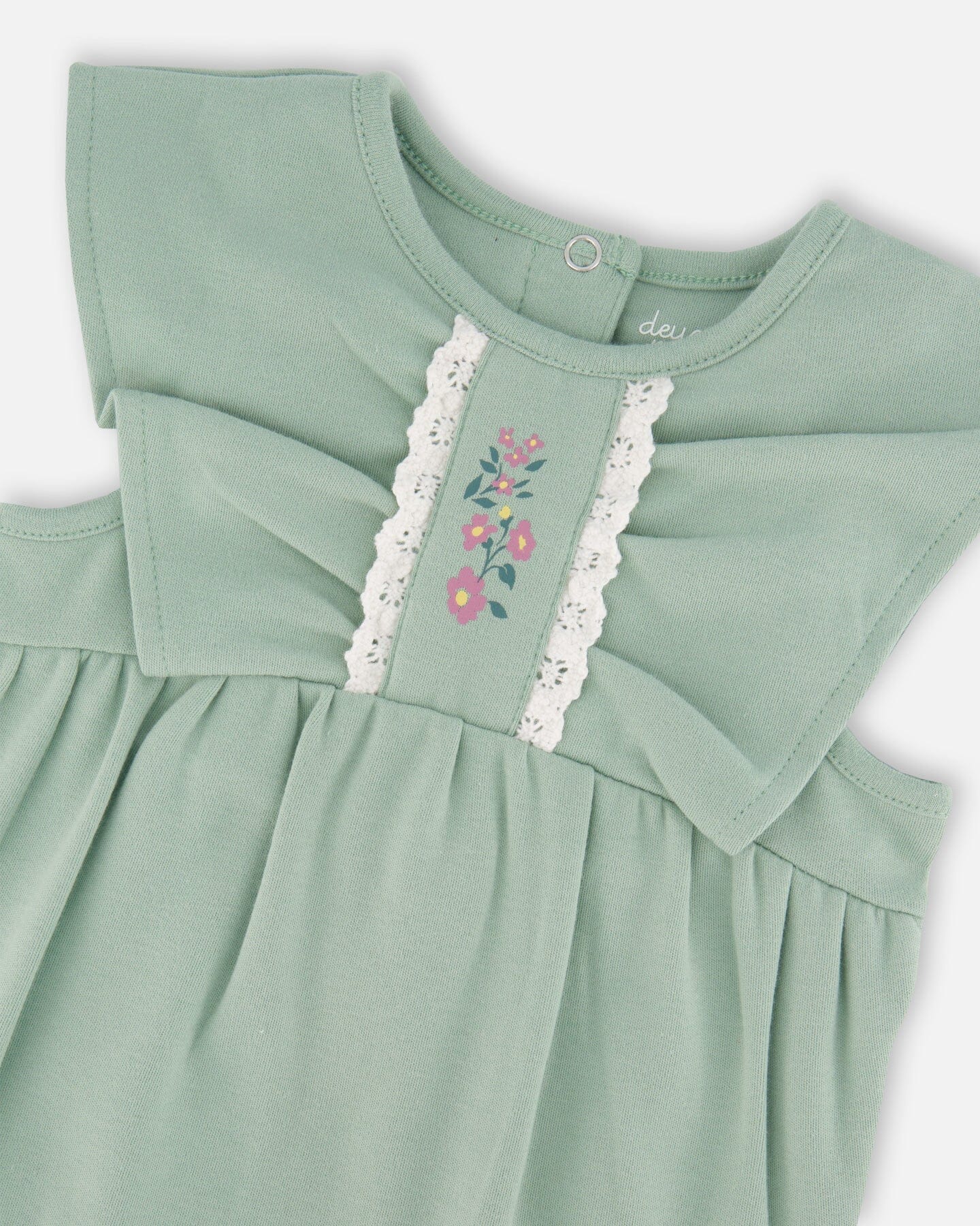 Organic Cotton Bodysuit And Sleeveless Overalls Set Jade Green