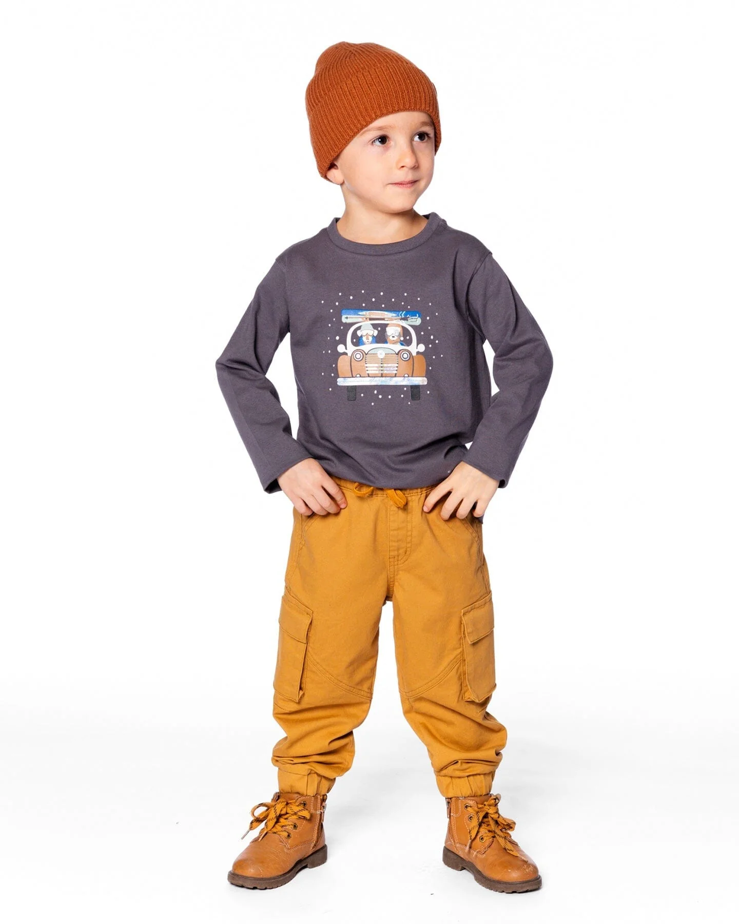 Long Sleeve Organic Cotton Jersey Tee Dark Gray