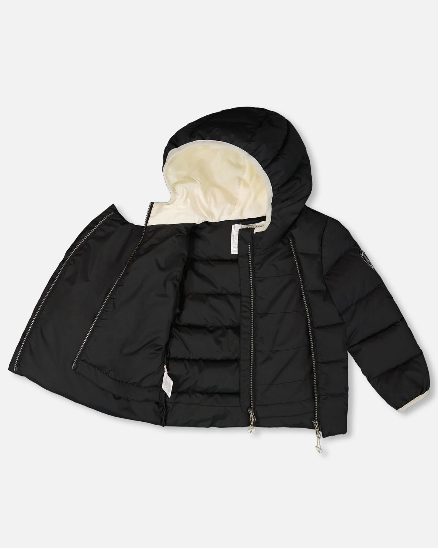 Compressible Winter Puffy Coat Designed For Car Seat Black