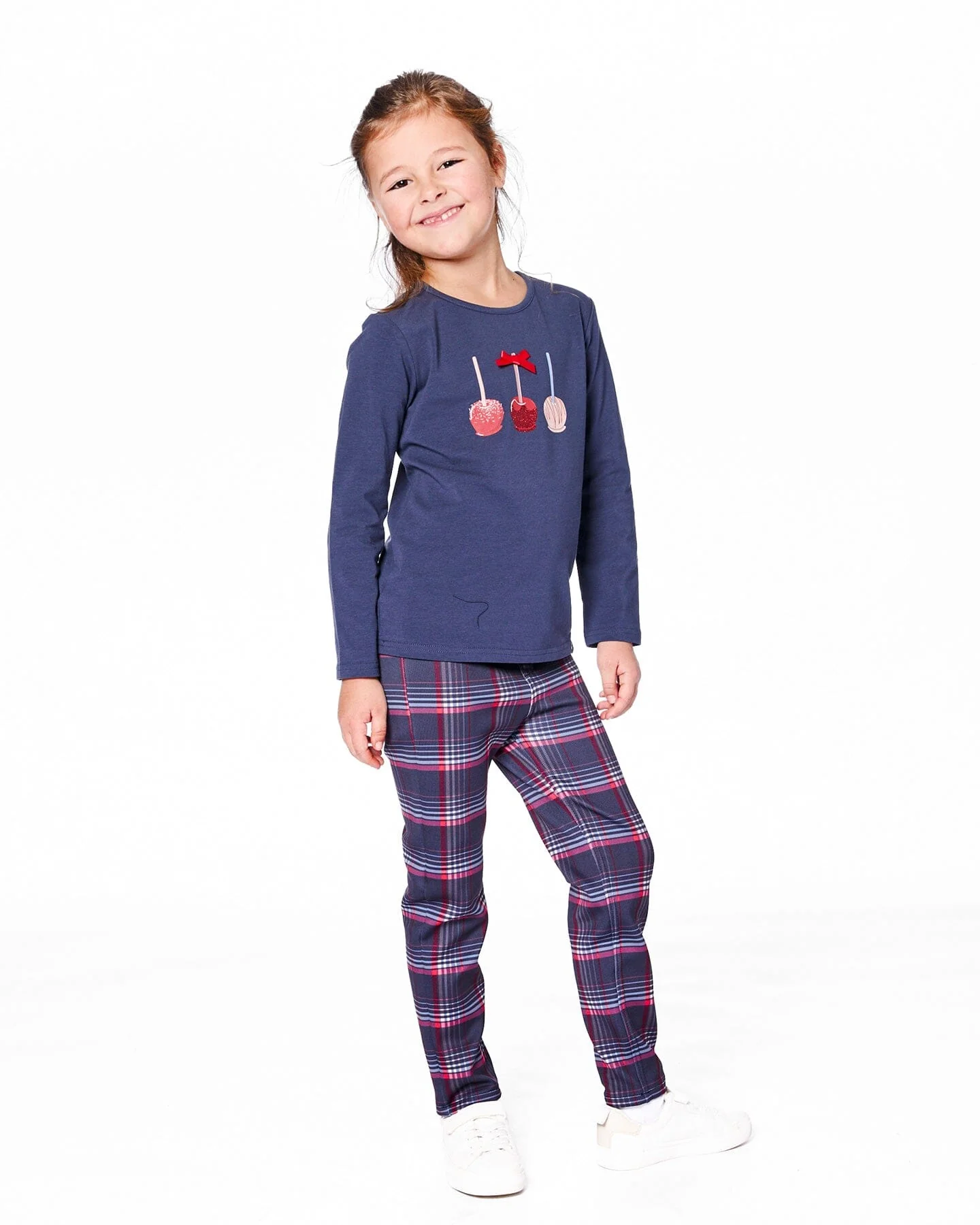 Organic Cotton T-Shirt Navy Blue With Apple Treats