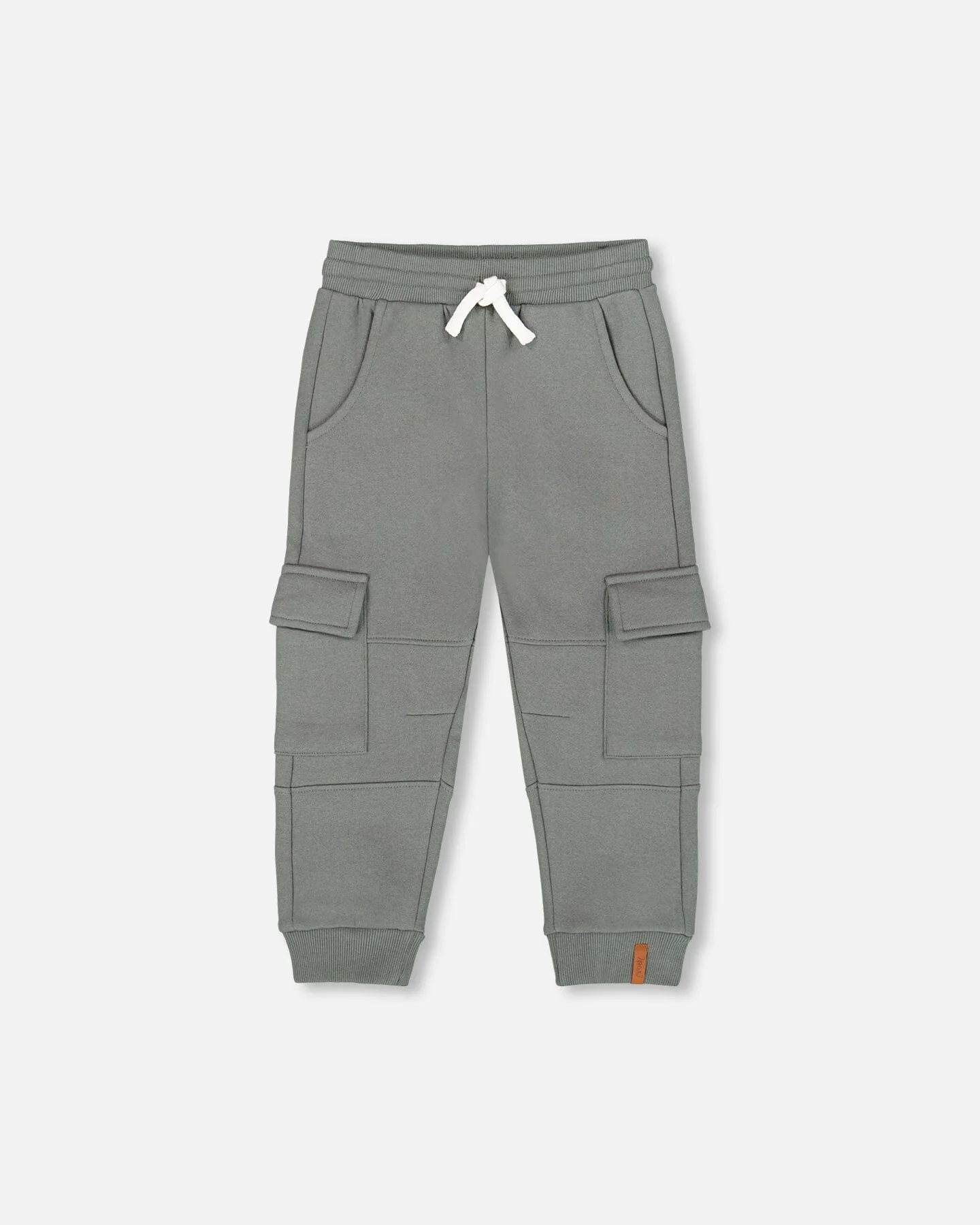 Fleece Sweatpants With Cargo Pockets Gray Green