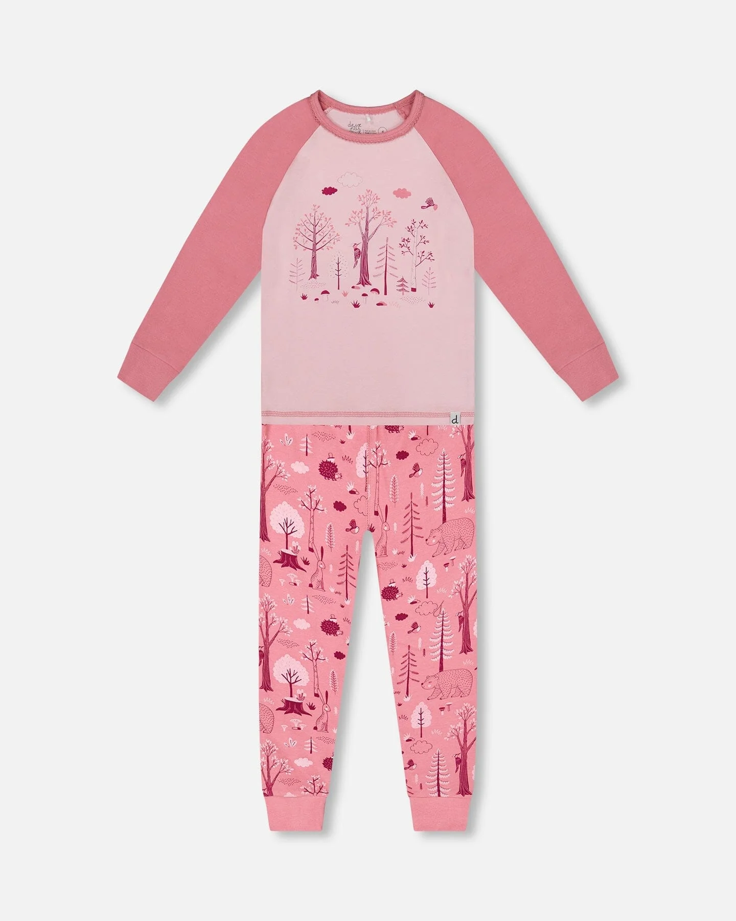 Organic Cotton Two-Piece Pajamas Pink Forest