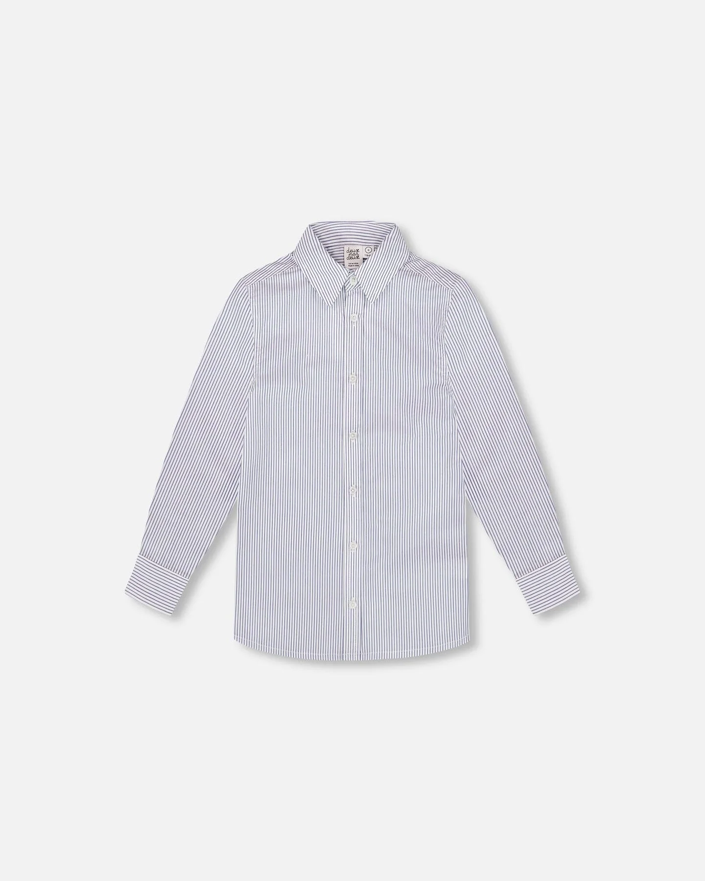 Long Sleeve Button Down Shirt Navy Blue Stripes