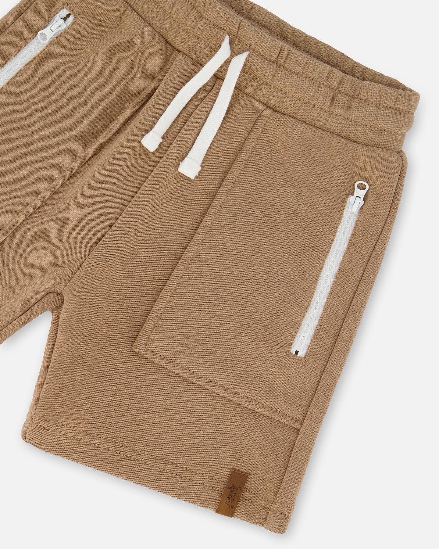 French Terry Zip Pocket Shorts Beige