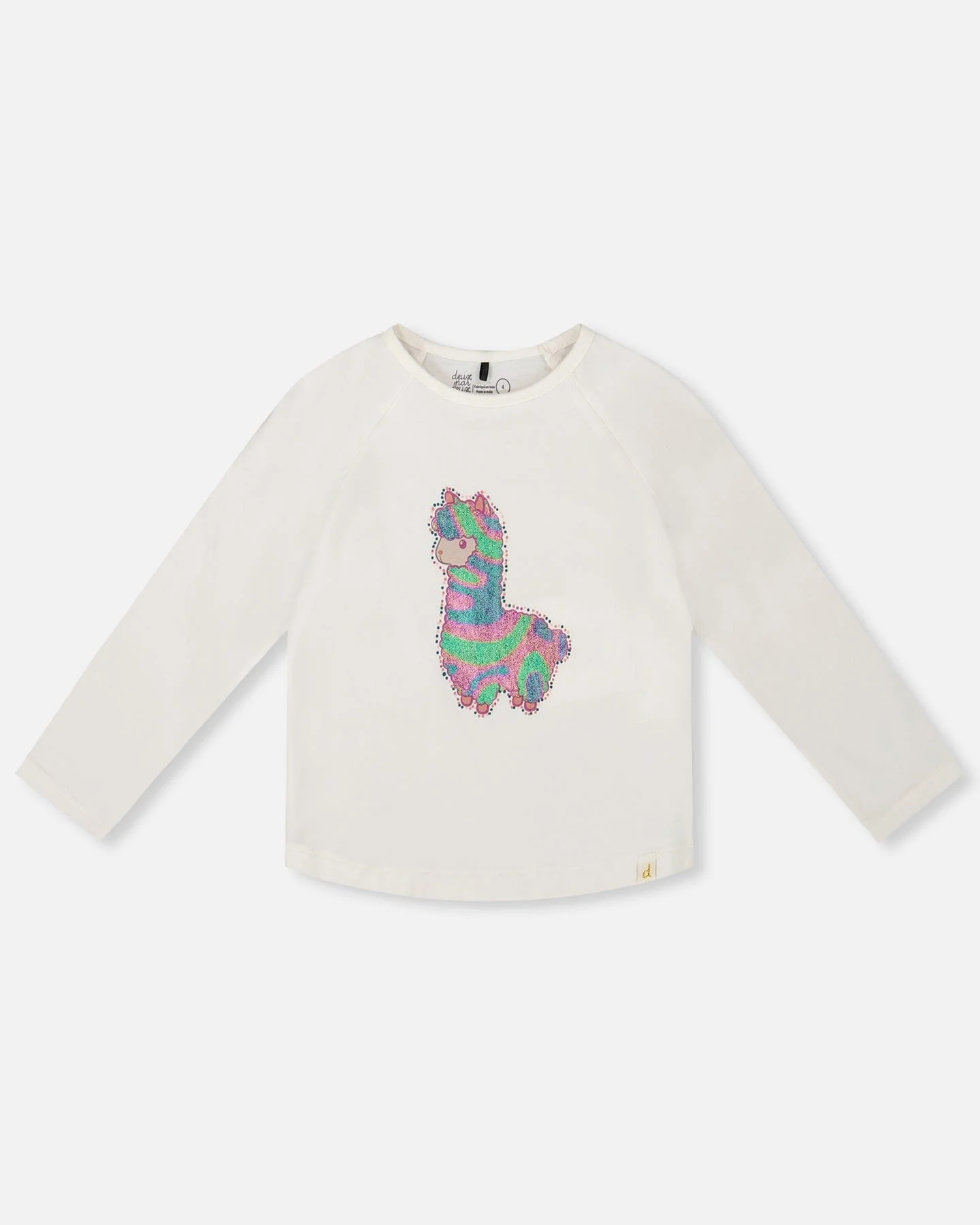 Organic Cotton T-Shirt Off White With Llama