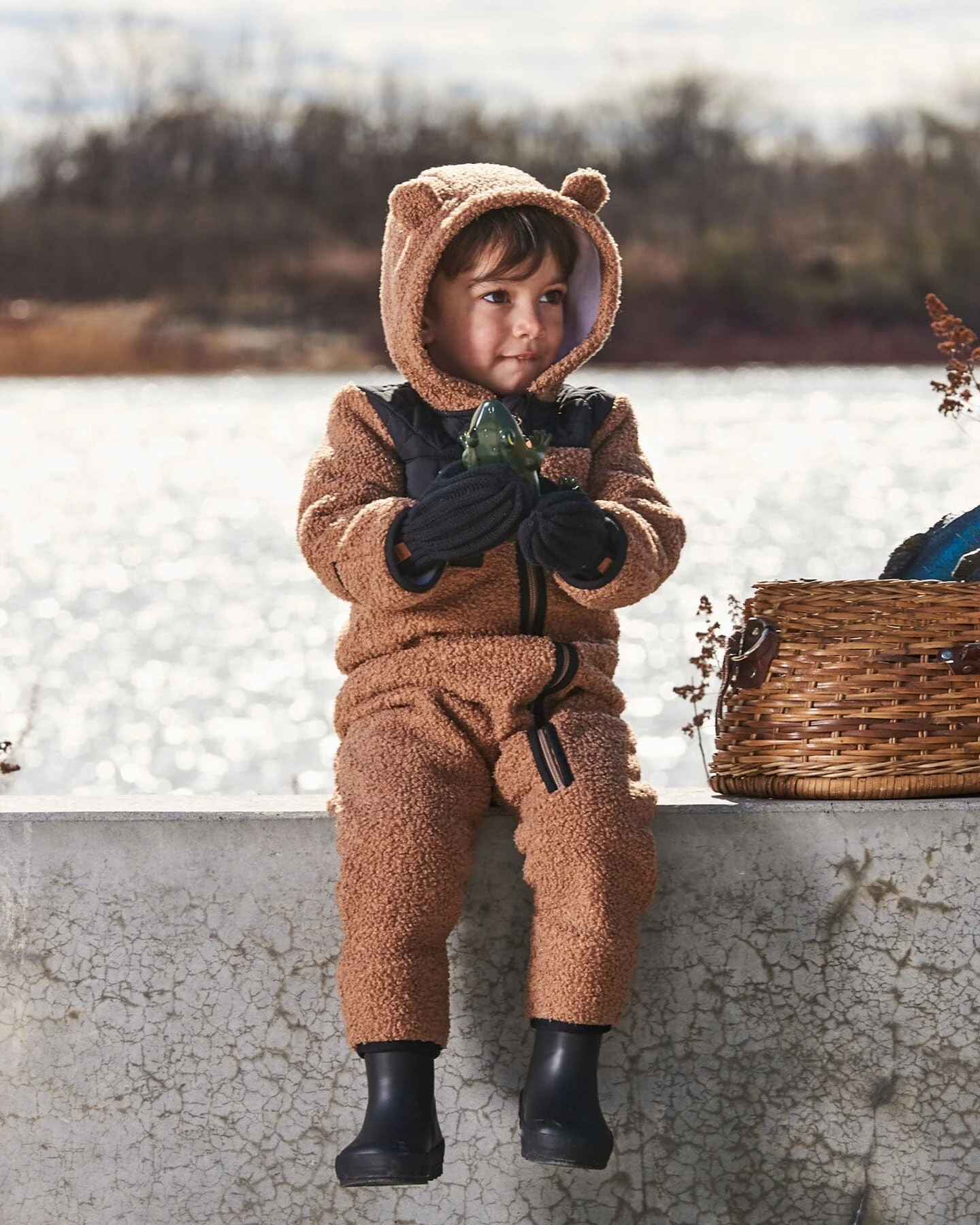 Baby One-Piece Sherpa Mid-Season Outerwear Tan And Black