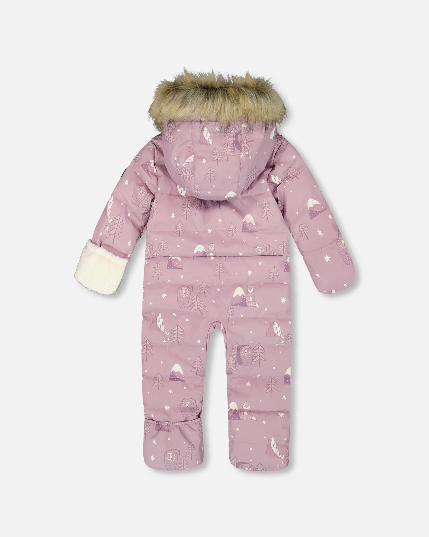 One-Piece Baby Snug Snowsuit Designed For Car Seat Purple Bear Print