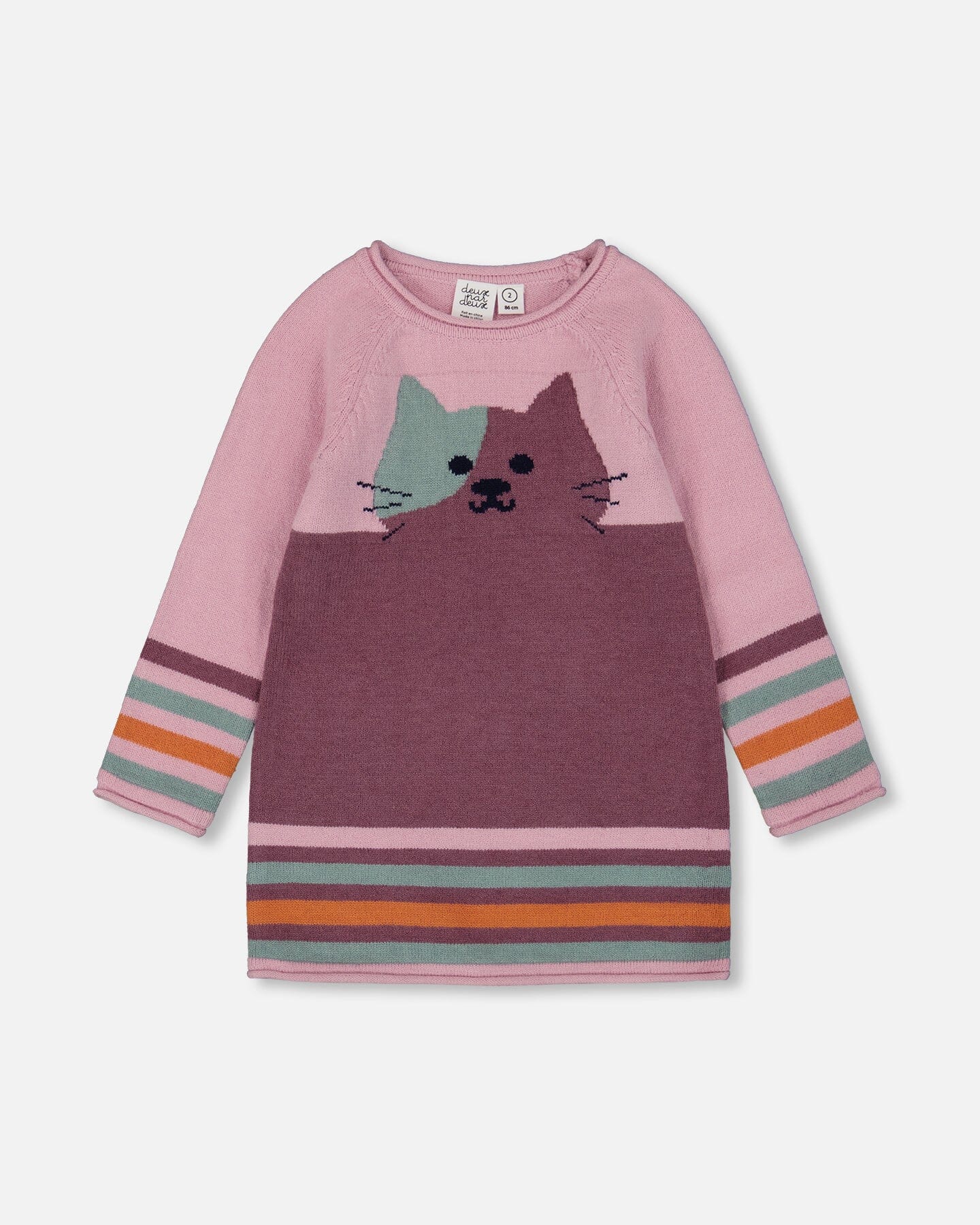 Knitted Dress Dusty Pink With Cat