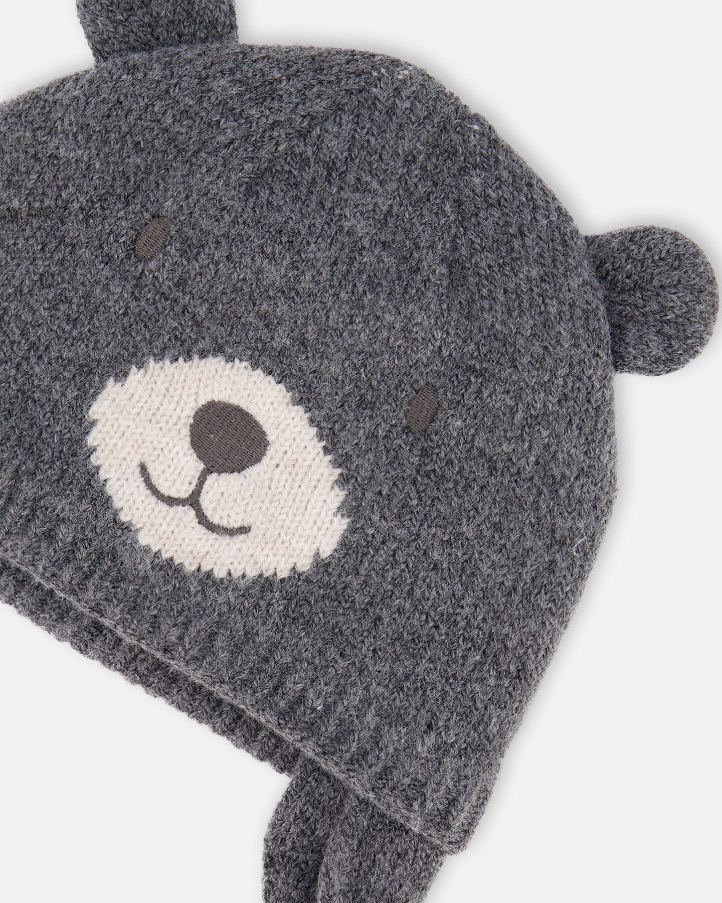 Lined Knit Hat With Ears Gray