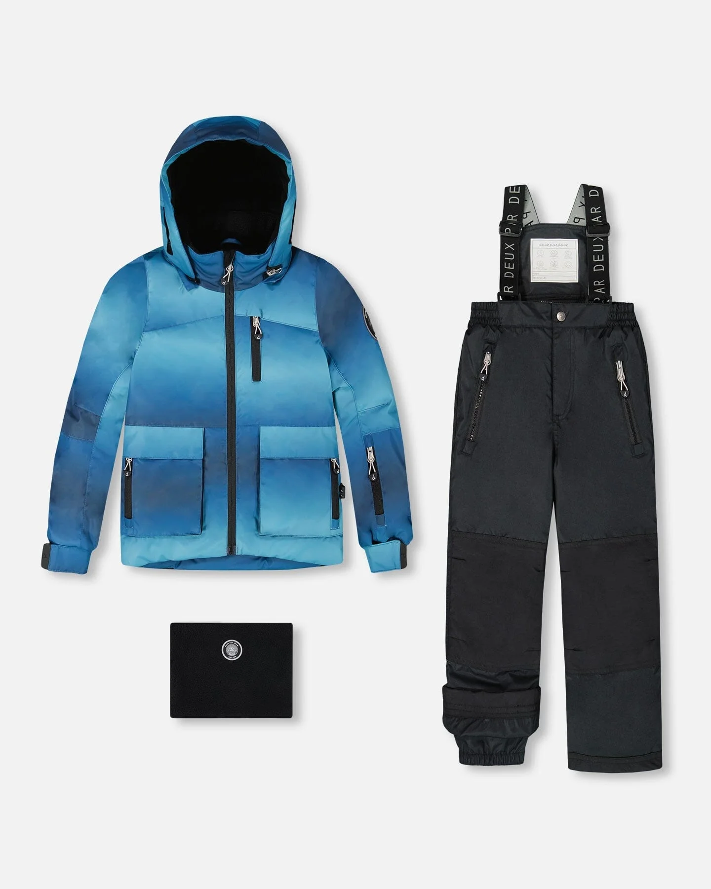 Two-Piece Play Snowsuit With Printed Jacket And Solid Pant Black
