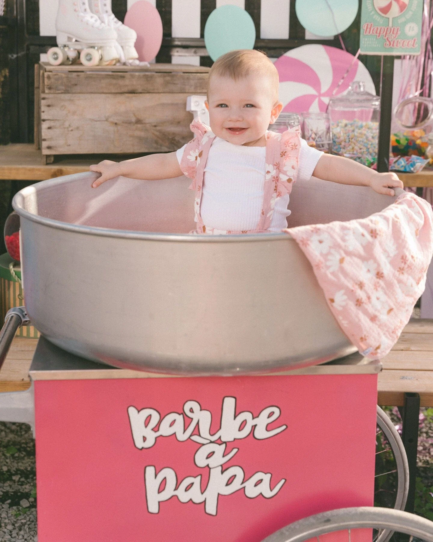 Printed Muslin Short And Organic Cotton Bodysuit Set Pink And White Flowers