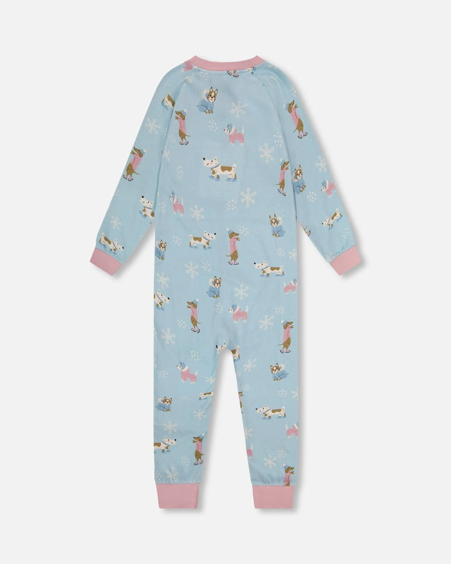 Organic Cotton Interlock One-Piece Pajama Blue Dog Print