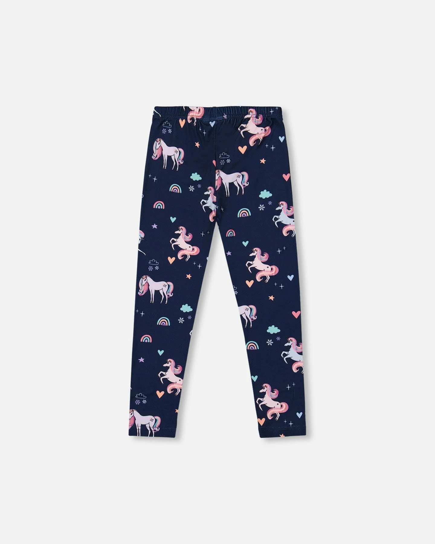 Stretch Jersey Leggings Navy Unicorn Print
