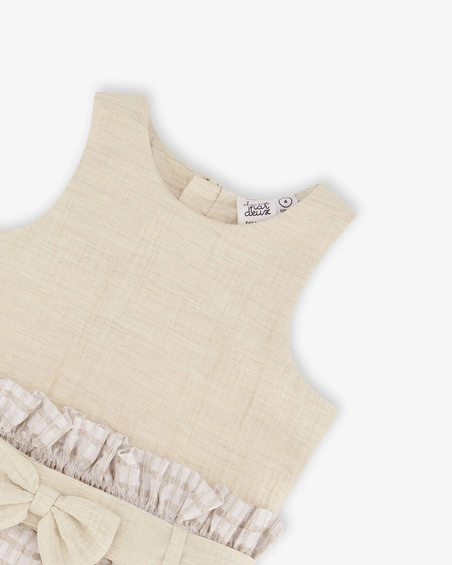 Bi-Material Belted Dress Beiges