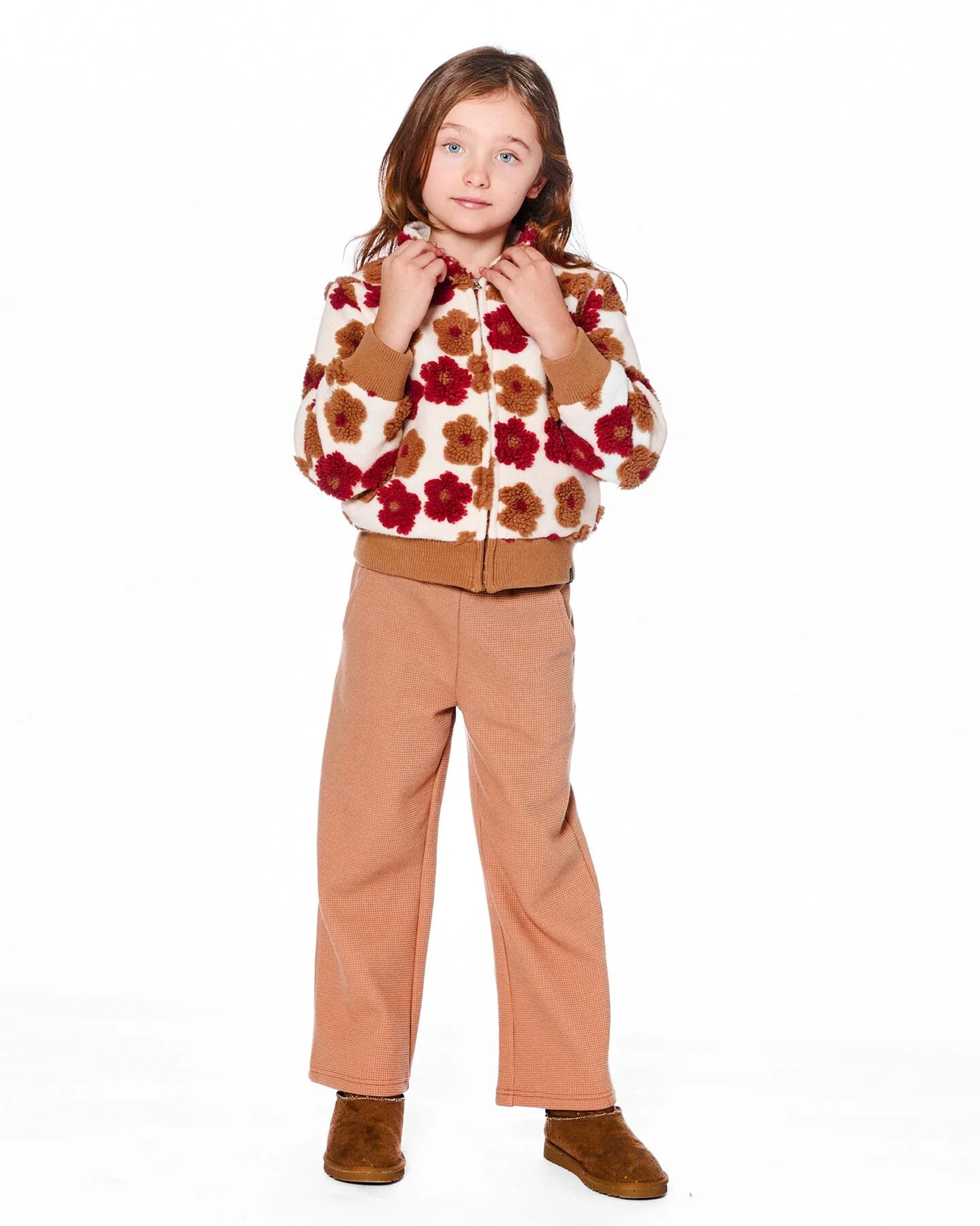 Waffle Flare Leg Pants Caramel Brown
