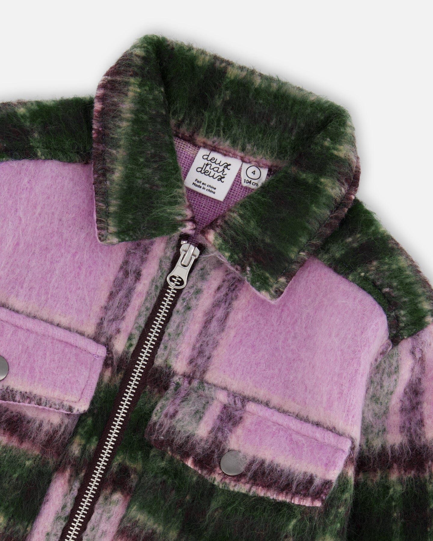Zipped Plaid Overshirt Mauve And Green