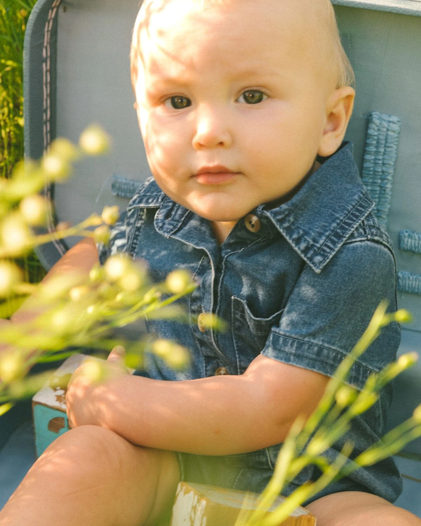 One-Piece Denim Romper Dark Denim Blue