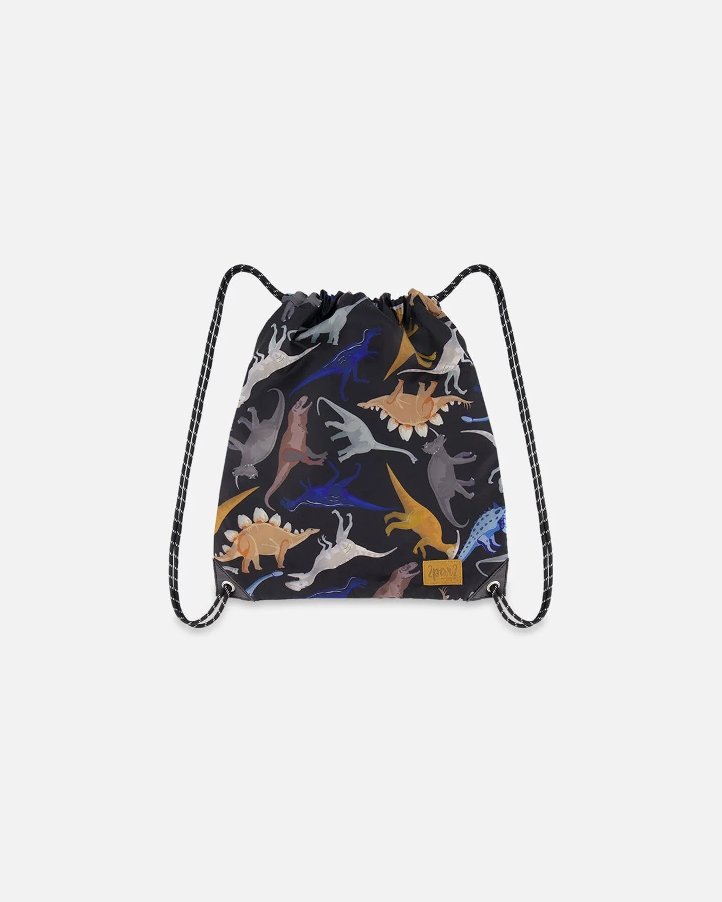 Drawstring Bag Black Dinosaur Print