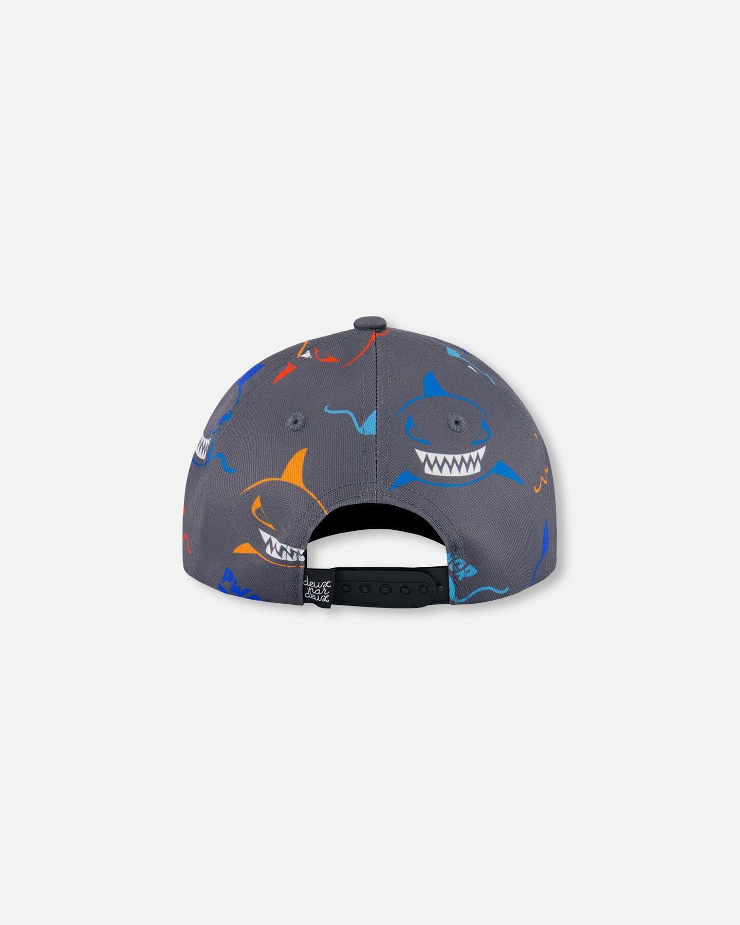 Printed Cap Orange, Red, And Blue Sharks On Gray