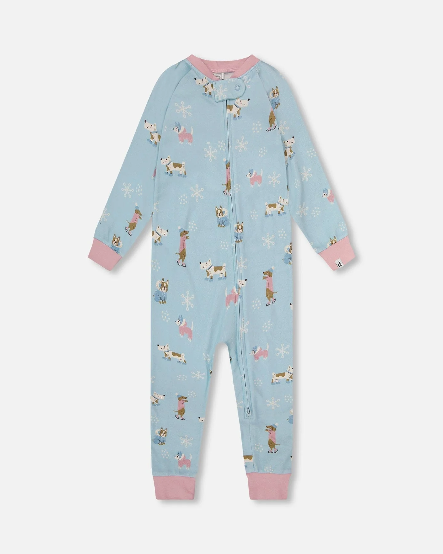 Organic Cotton Interlock One-Piece Pajama Blue Dog Print