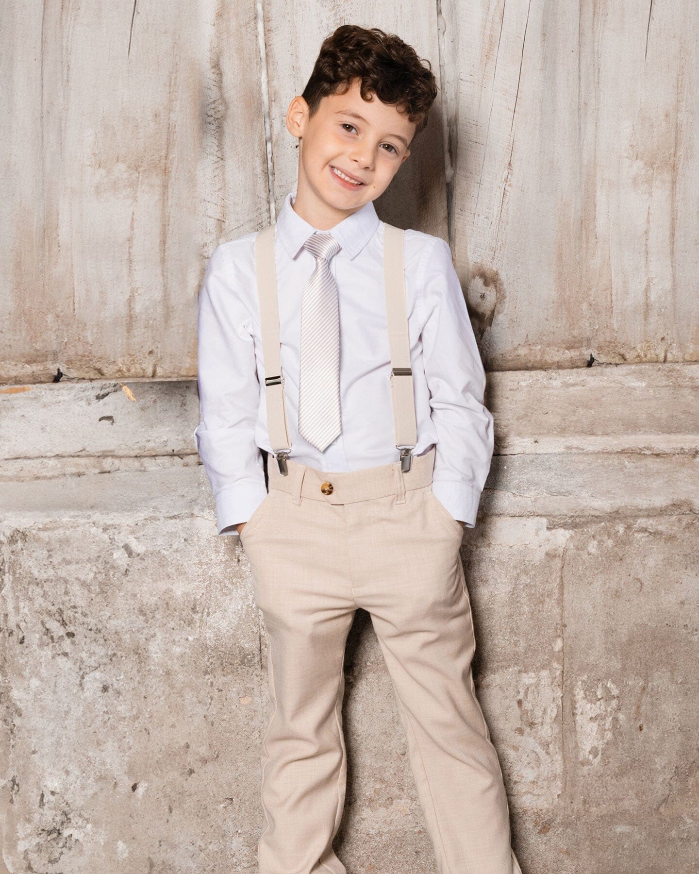 Neck Tie Light Taupe Striped