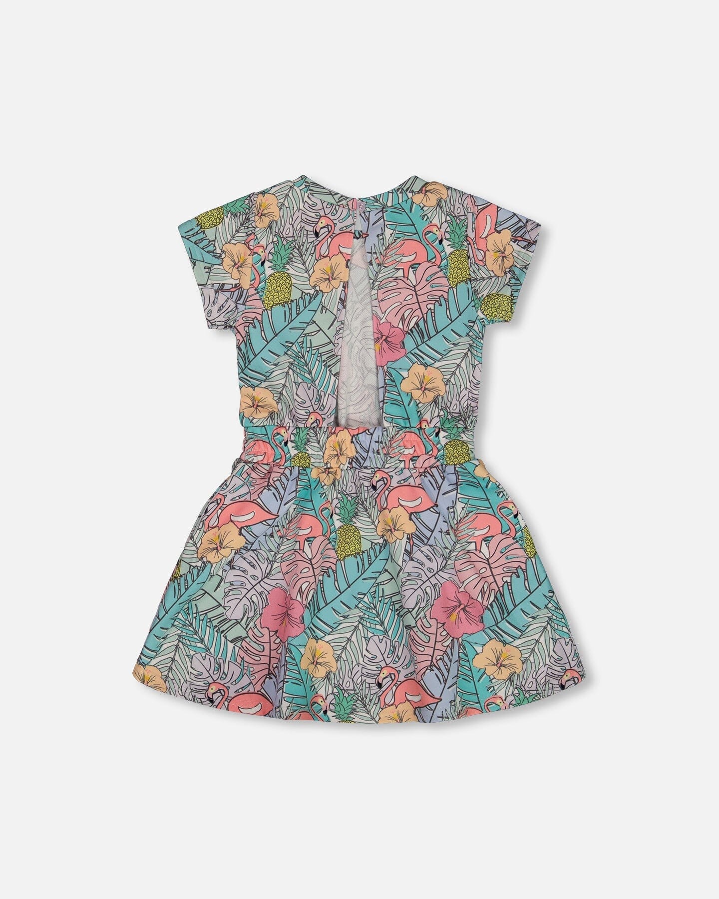 Printed French Terry Dress Lilac Tropical And Pink Flamingos