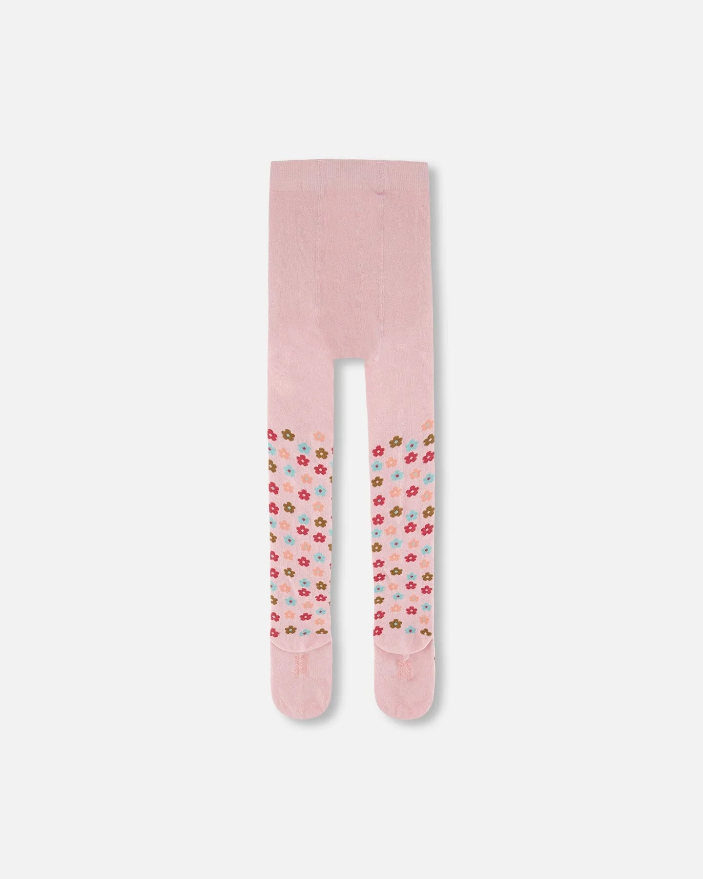 Knit Tights Light Pink With Flowers