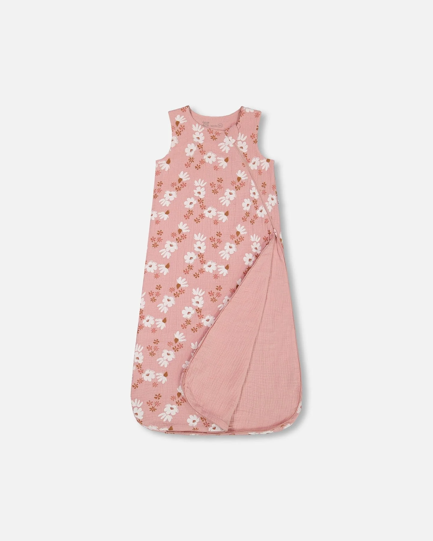 Printed Muslin Sleep Sack Pink And White Flowers