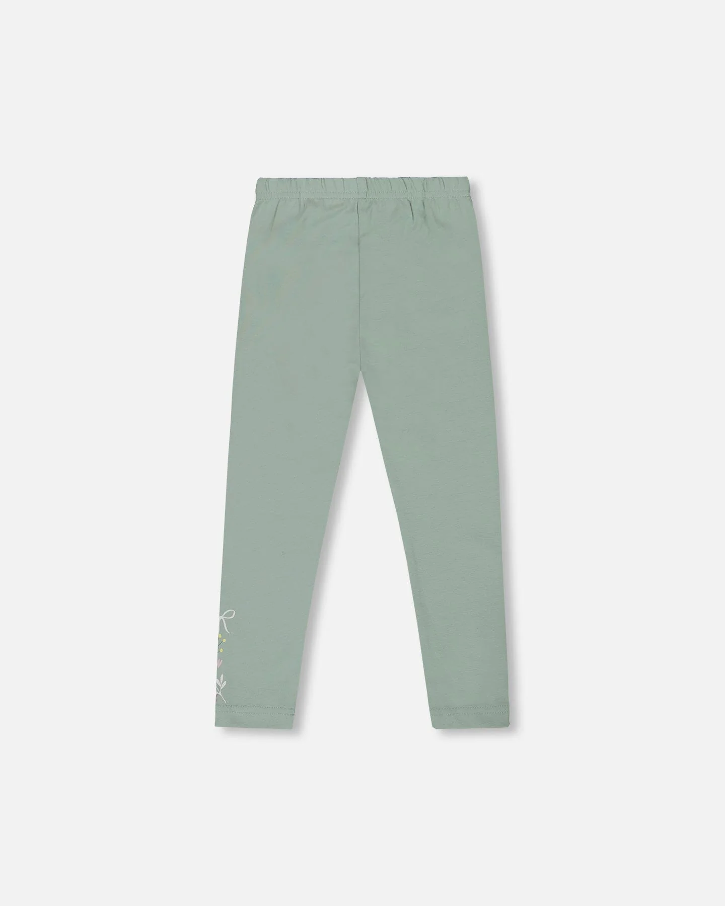 Organic Cotton Jersey Leggings Jade Green With Floral Detail