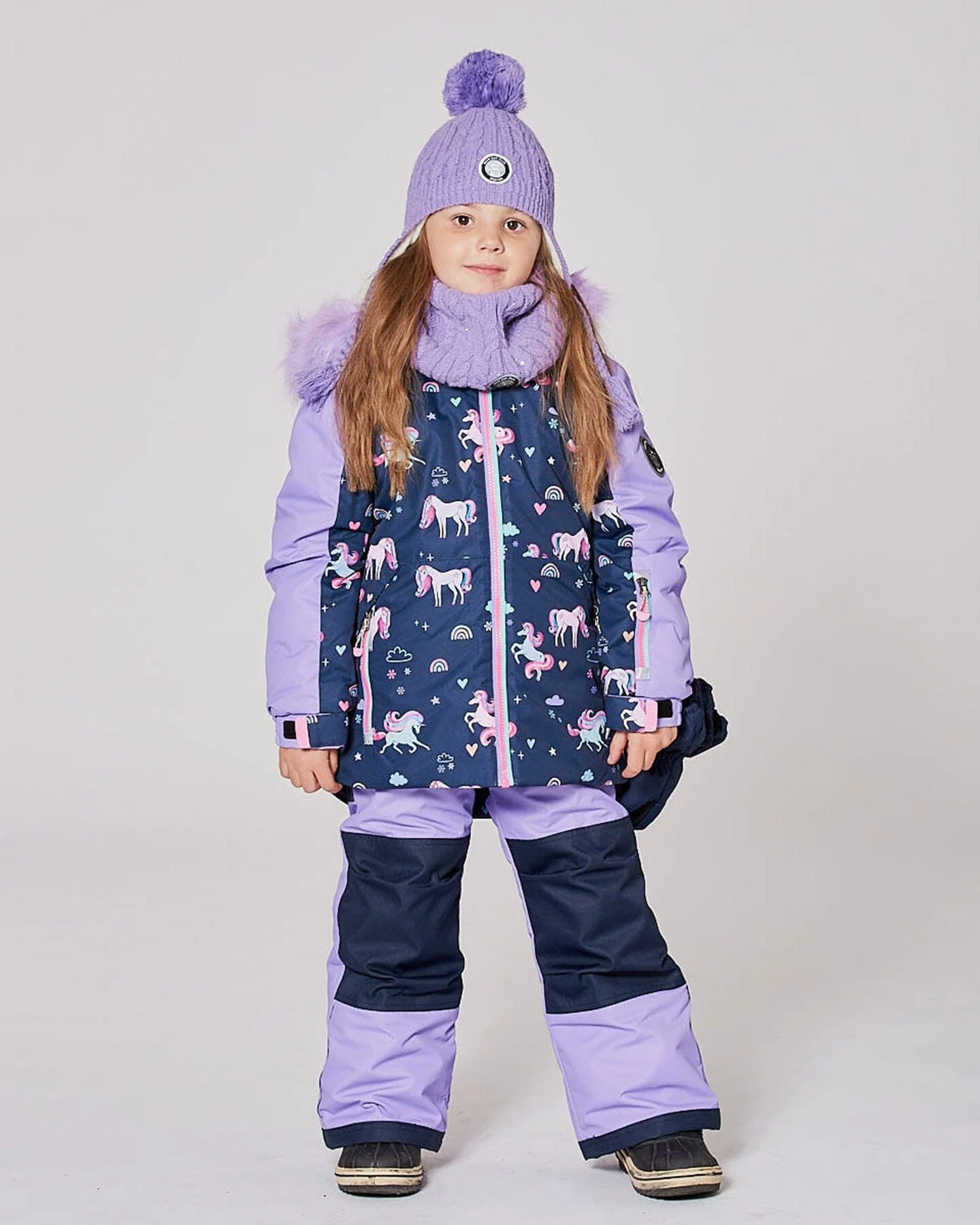 Two-Piece Play Snowsuit With Printed Colorblocked Jacket Lavender