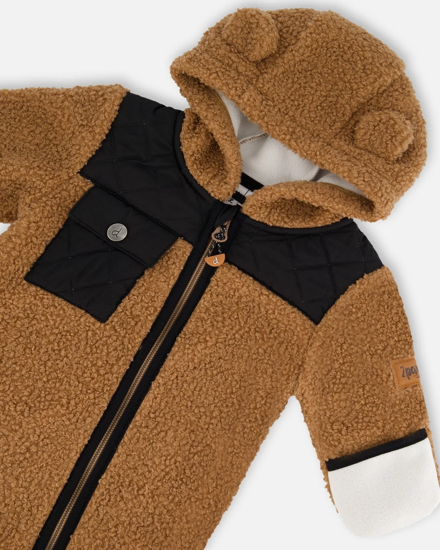 Baby One-Piece Sherpa Mid-Season Outerwear Tan And Black