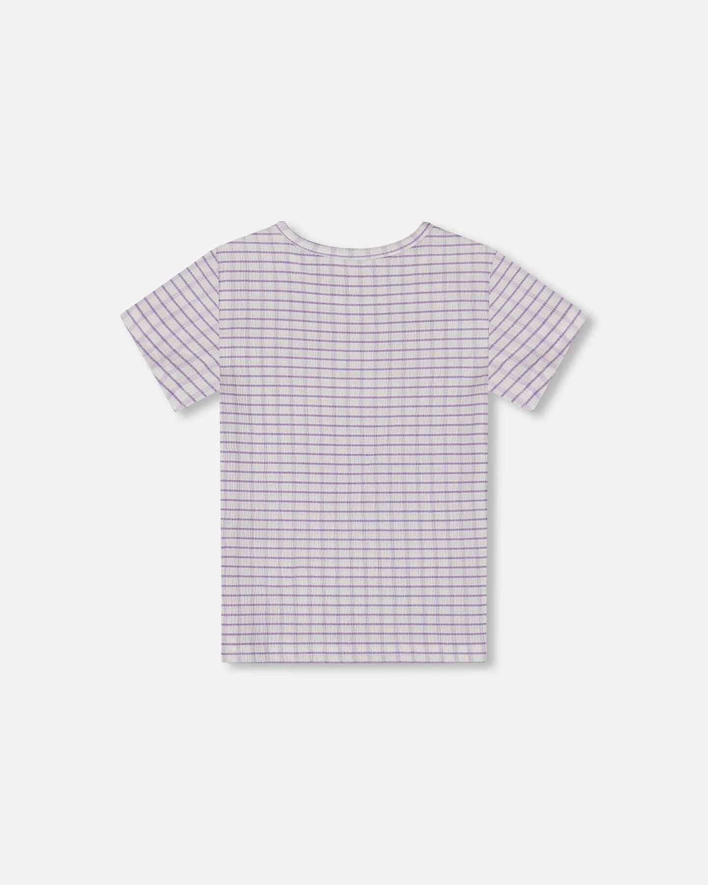 Crinkle Top With Applique White Checkered Lilac