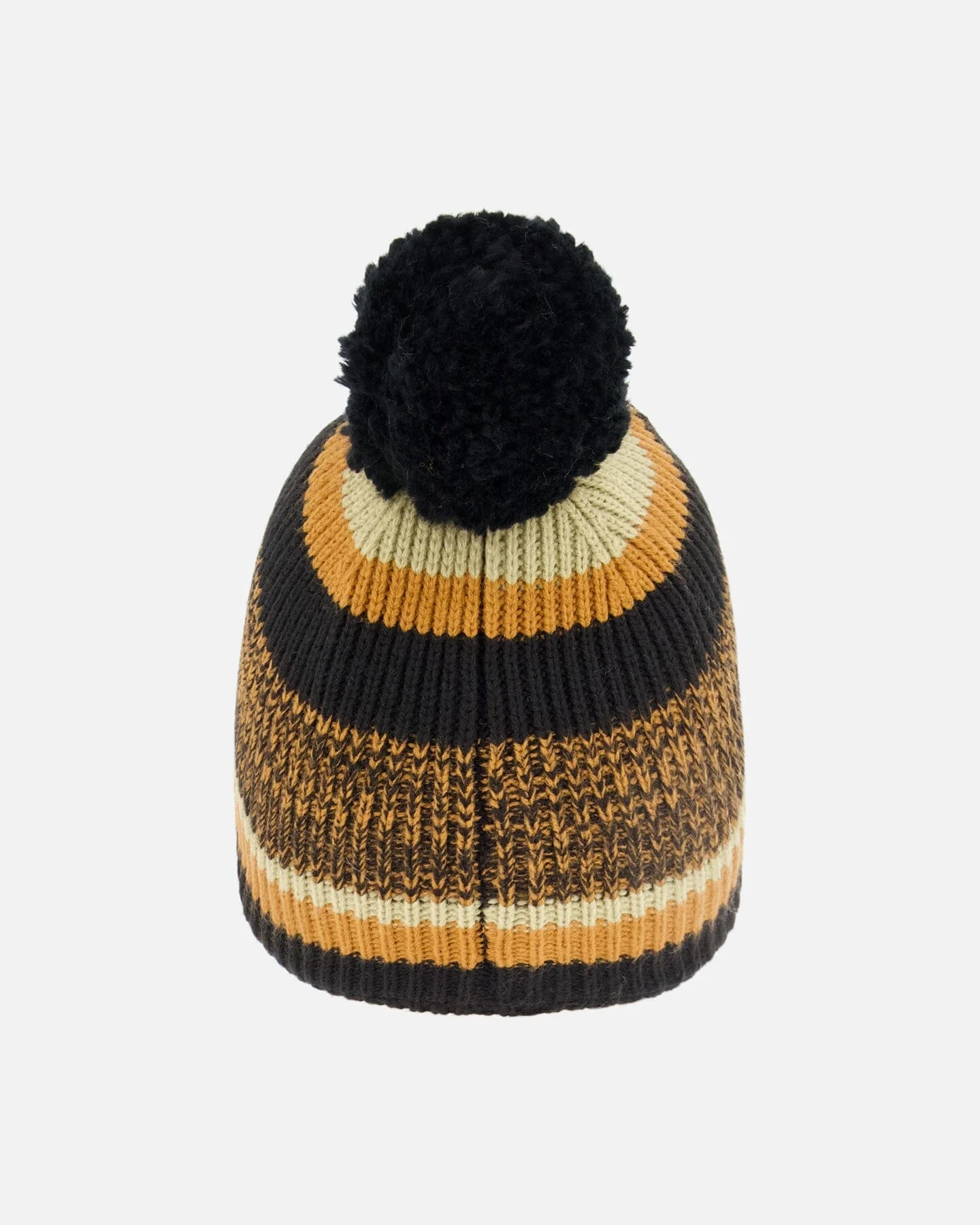 Lined Knit Pompom Hat Black And Brown
