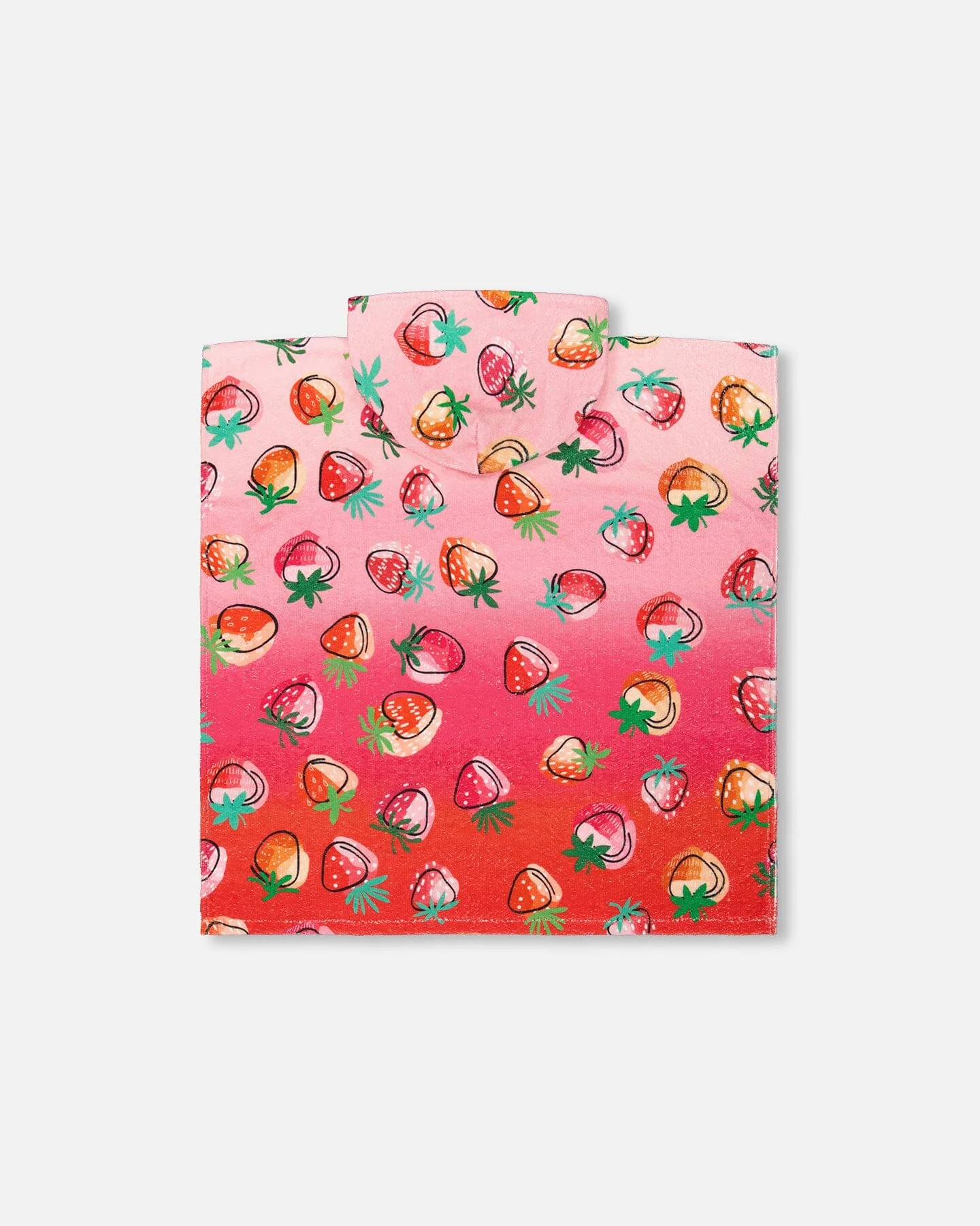 Bright Pink Strawberry Print Beach Poncho
